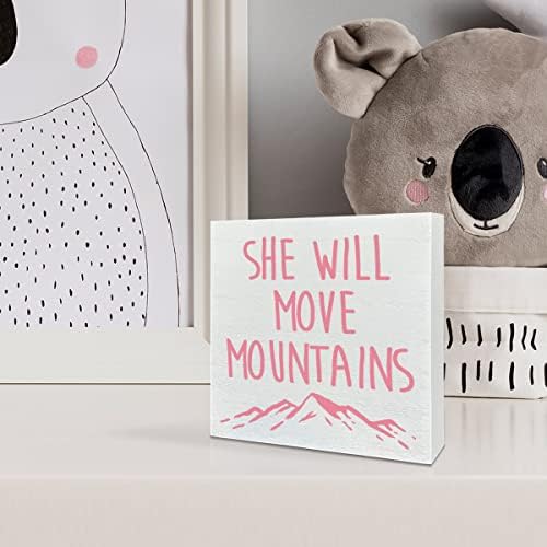 Rasadnik Drvena kutija znak, ona će pomeriti planine, inspirativni dečiji dečiji dečiji dečiji tuš pokloni