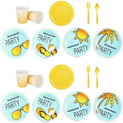 AMOSFUN 1 SET Ljetni zabavni papirni pločice Havaji Party Party