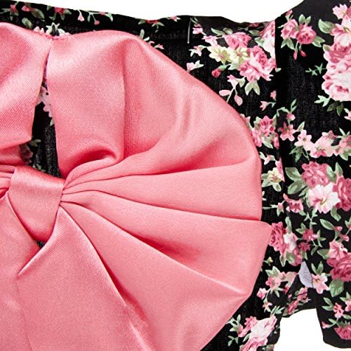 Cuecue Pet cvjetni kućni ljubimac kimono haljina s lukom, crna / ružičasta, x-mala