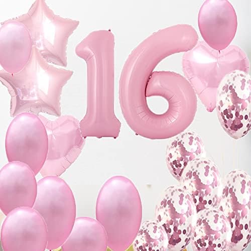 Slatki 16. rođendanski ukrasi za zabavu, ružičasti broj 16 baloni, 16. folija mylar baloni lateks balon ukras,