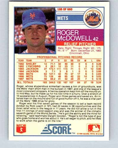 1988 Ocjena 188 Roger McDowell NM-MT Mets