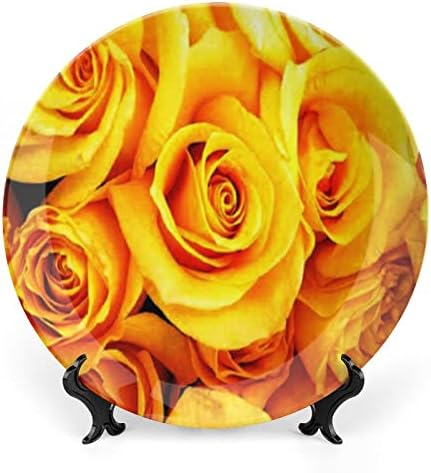 Žuta ruža Vintage Bone Kina Dekorativna ploča sa postoljem zaslona Slatka ploča Pokloni Početna