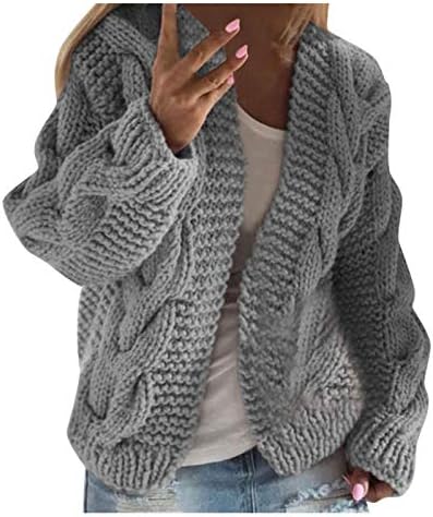 Ženski džemper s dugim rukavima pleteni džemper otvorio je prednji kardigan gumb labava gornja odjeća