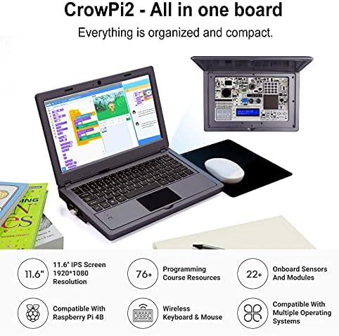 Raspberry Pi 4 setovi, Crowpi2 Raspberry PI laptop, programski komplet za profesionalno, djecu, odrasla