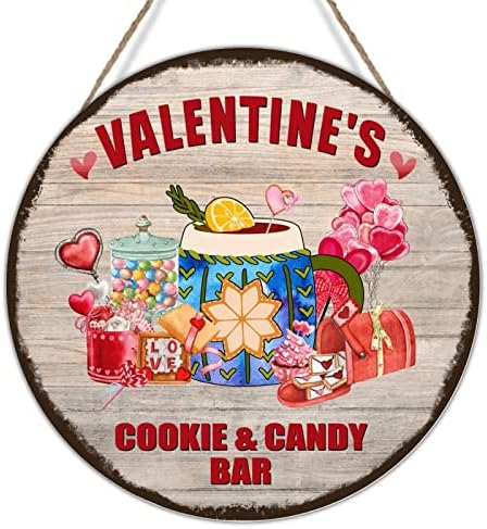 Dekor drveta Potpiši za Valentinovo Cookie & Candy bar prednje vrata Vinage Vintage Hot Cocoa