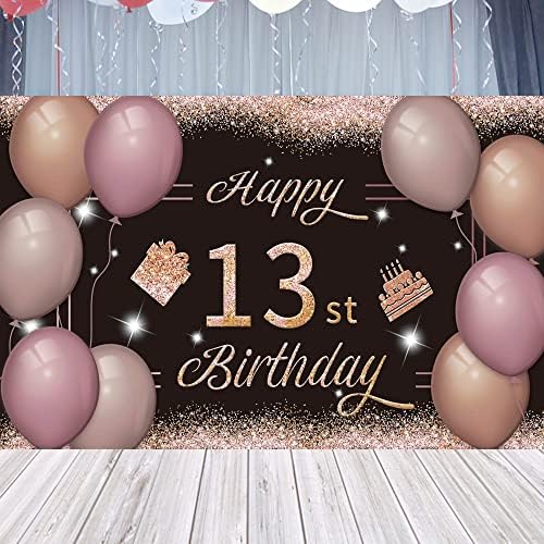 Happy 13St Birthday Backdrop Banner Black Pink 13th znak Poster 13 birthday party Supplies for