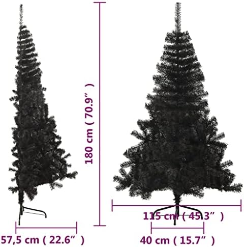 Pola božićno drvce, realno grmolno božićno drvce crno dugotrajno za dom za ukras za spavaću sobu