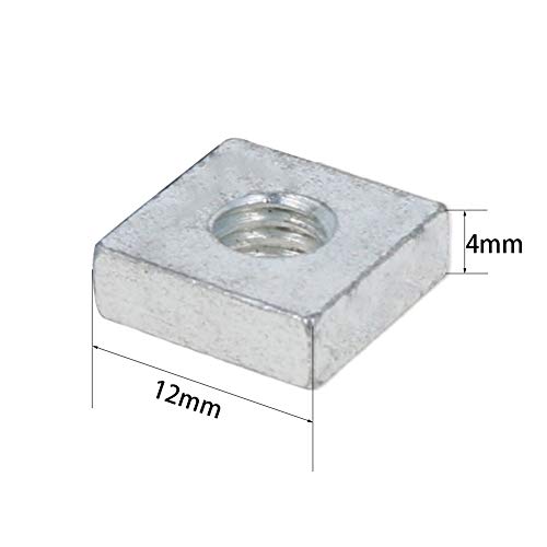 Bettomshin Square Nuts, M6x12mmx4mm bijeli pocinčani Metrički komplet za asortiman grubih niti