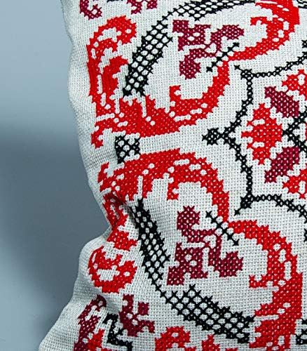 Ukrajinski ručno rađeni izvezeni jastuk sivi crveni crno cvijeće Ukrajina