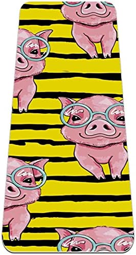 Siebzeh roze svinje sa naočarima žuta crna traka Premium Thick Yoga Mat Eco Friendly gumeni