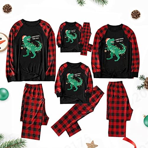 Toupko Božićne pidžame za obitelj, obiteljski božićni PJS Usklađivanje setova Božićno drvce Rex Dinosaur