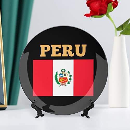 Peru zastava kosti Kina Dekorativna ploča okrugla keramičke ploče plovilo sa postoljem za prikaz