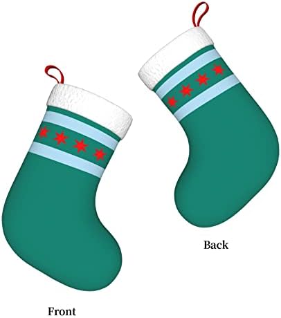 Cutedwarf Chicago Flog Božićna čarapa Xmas Dekoracija Klasik 18 inča Kamin Viseća čarapa