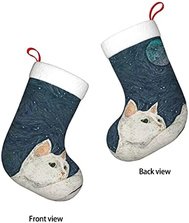 Austenstern Božićne čarape Galaxy Starry Sky Cat odabire dvostrano kamin viseći čarape
