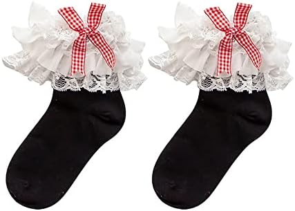 THBMKJ Žene ruffle pamučne princeze čarape Djevojke Harajuku udobne čarape divno super velike