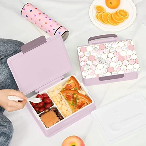 Alaza White & Pink Marble Honeycomb Bento ručak Box BPA-Besplatni kontejneri za propuštanje bez
