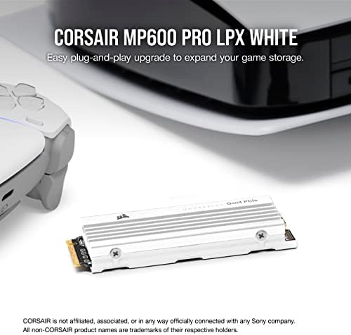 CORSAIR MP600 PRO LPX 1TB M.2 NVME PCIE X4 GEN4 SSD - Optimiziran za PS5 bijeli