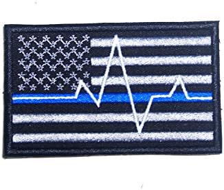 B55 USA Američka zastava Blue Line Paramedic FireFhighter vezeni MORALE Patch 9x5,5 cm Podiglica