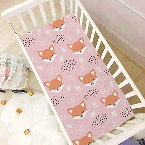 KICPOAY Opremljeni krevetići ružičasti Funny Foxes Stretchy prijenosni reprodukcijski listovi za dijete