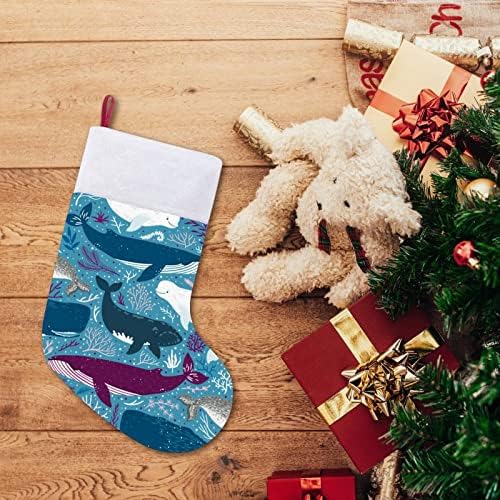 Kitovi uzorak božićne čarape čarape Xmas Tree Santa ukrasi Viseći ukrasi za kamin za odmor 16.5