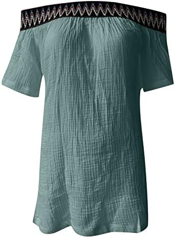 WPOUMV sa ramena za žene ljetne Casual prugaste majice trendi kratki rukav labave tunike majice