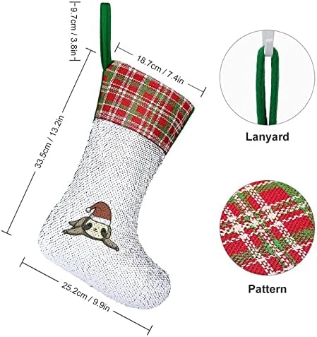 Santa Sloth Sequin Božićni čarapa sjajni zid viseći ukras ukrasa za Xmas Tree Holiday Party