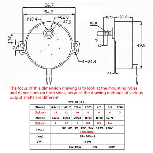 Filect sinhroni motor AC 110V 8-10RPM motornog motora CW / CCW smjer 4W TYC-50 D osovina