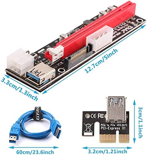 Ziyituod 6 Pack Posljednji PCI-e GPU Riser Express Cable 16x do 1x sa LED grafičkim proširenjem