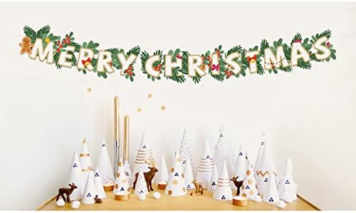 Sretan božićni baner - ukras božićnih zabava - sretan božićni baner sa holi i bobicama za ukrašavanje