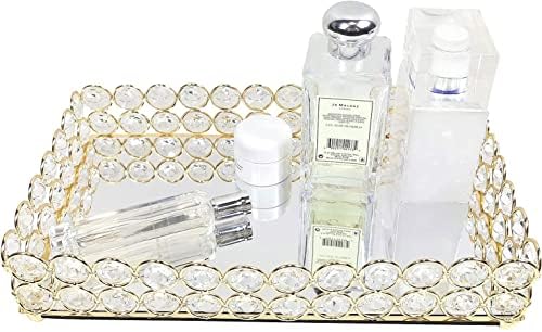 HOMENTUM Zlatna ladica za mir za parfem, Kristalno dekorativni pladanj kućni dekor, vanity šminka