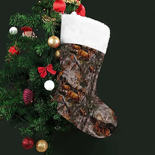 Jelen Hunti Camo božićne čarape Čarape za čarape Xmas Tree Santa ukrasi Viseći ukrasi za kamin za odmor