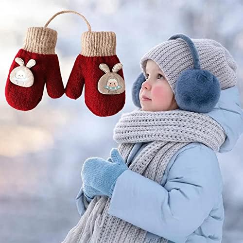 Djeca Winter Mittens Fleece toplo zgusnute pletene rukavice Boja blok Slatke meke rastezanje vjetrootporne