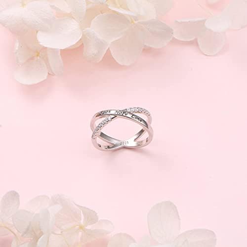 Cross prstenovi za žene djevojke srebra vjera nada ljubav prstenovi angažman inspirativni nakit vjenčani