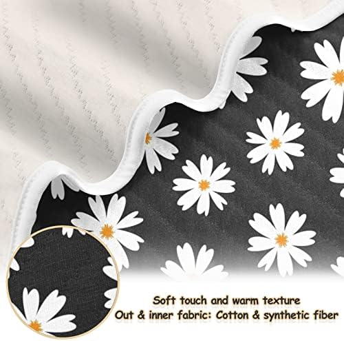 Cataku Black Wildflower Daisy BABY pokrivač za dječake Djevojke Pamučni deblji debeki krevet