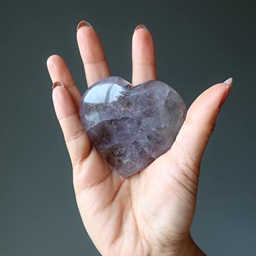 Satenski kristali Amethyst Heart Duhovna ljubav Ljubičasta zacjeljivanje kristala 3,0-3,25 inča