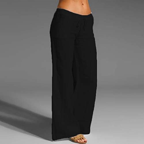 Meymia ženske pamučne pantalone modne lagane visokog uspona printom za printu za printu širine noge joga
