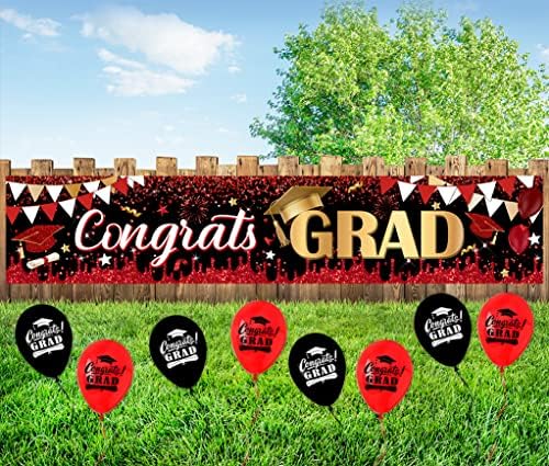 Crveni balon baloni postavljaju diplomski ukrasi klase 2023 čestitkam Gradski transparent za srednjoškolske partijske