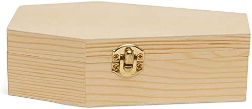Mala kutija za kovčeg za Noć vještica, 6 inča, pakovanje od 2 komada, nedovršeno drvo, koristi se kao