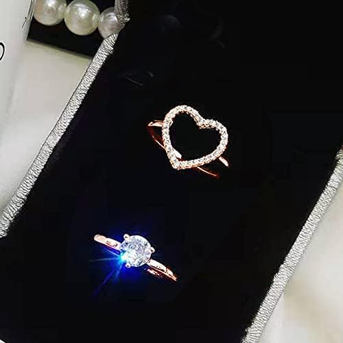 Vjenčani opseg za žene simulirani dijamantski angažman prsten jednostavno srce u obliku dvoje u