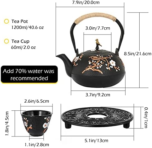 Dyna-živi od livenog željeza 1200ml / 40.6oz čaj od livenog gvožđa sa infusicom za štednjak japanskog