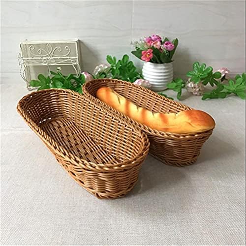 ICRPSTU kruh košara, plastična dugačka tkana stolna košarica za posluživanje hrane imitirana rattan tkani