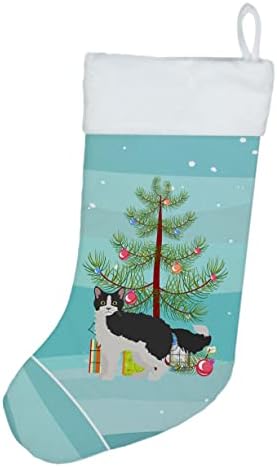 Caroline's blaga CK4642CS La Perm 1 Cat sretan božićni božićni čarapa, kamin Viseće čarape Božićna sezona Dekor