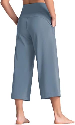 Wjustforu Ženske široke noge Palazzo Lounge hlače Yoga Capris Culottes sa džepovima Trčevi u trbuhu labave hlače