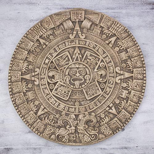 NOVICA Brown Archaeological Advent Calendar keramička ploča, Aztec Sunstone'
