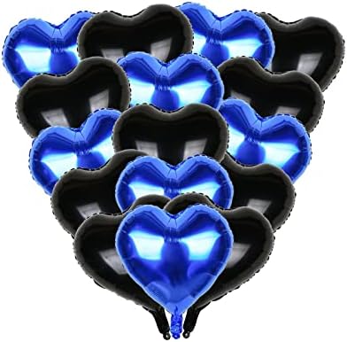 Mefuny 18inch Royal plava crna crna folija u obliku srca mylar baloni za rođendanski zabava za vjenčanje