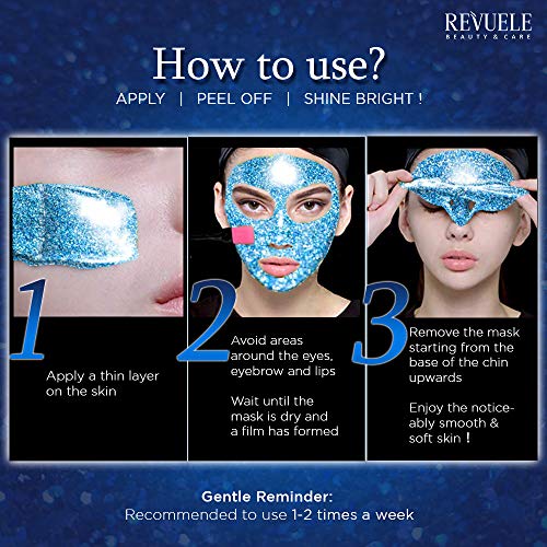 Revuele Glitter boja Glow Blue hijaluronska Peel off maska 80ml-hidratizirajte, hidratizira kožu duboko