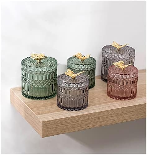 Ganfanren Dekorativne staklenke Europski stil Leptir Glass Jar Candy Jar Kućanski nakit Pamuk Snimanje