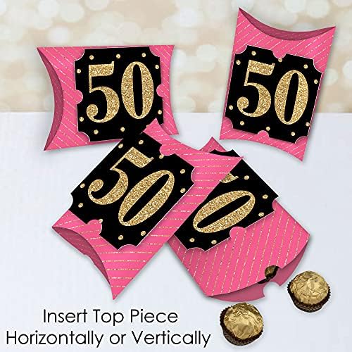 Velika tačka sreće Chic 50. rođendan - ružičasta, crna i zlatna - favorizirana poklon kutijama - rođendanske