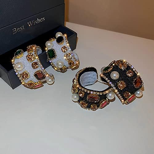 Minzaos BETHNISNIER Baroque Pearl naušnice za drago kamenje Vintage Chunky Minđuše u HOOP minđuše 925