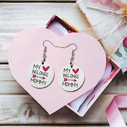 Volim mama srce ženska drvena naušnica privjesak obruč Dangle Drop Slatka dizajn za poklon